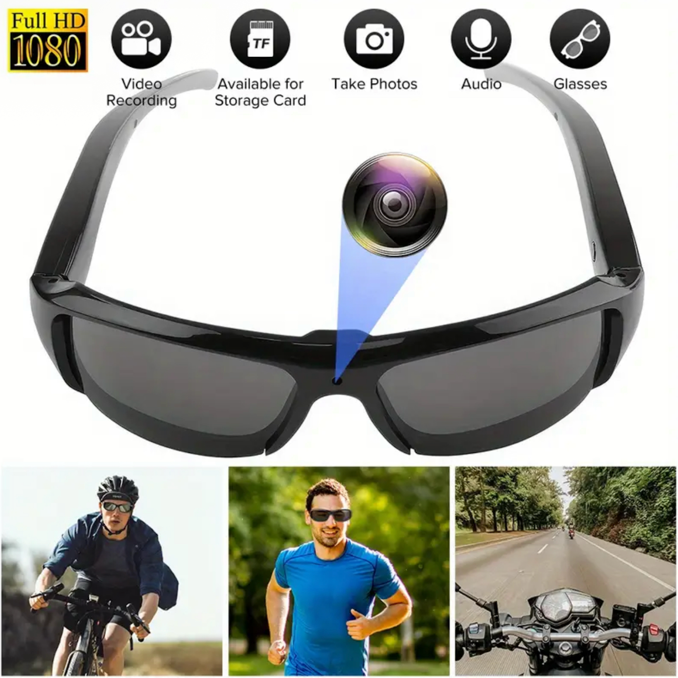 Bluetooth Camera Sports Glasses